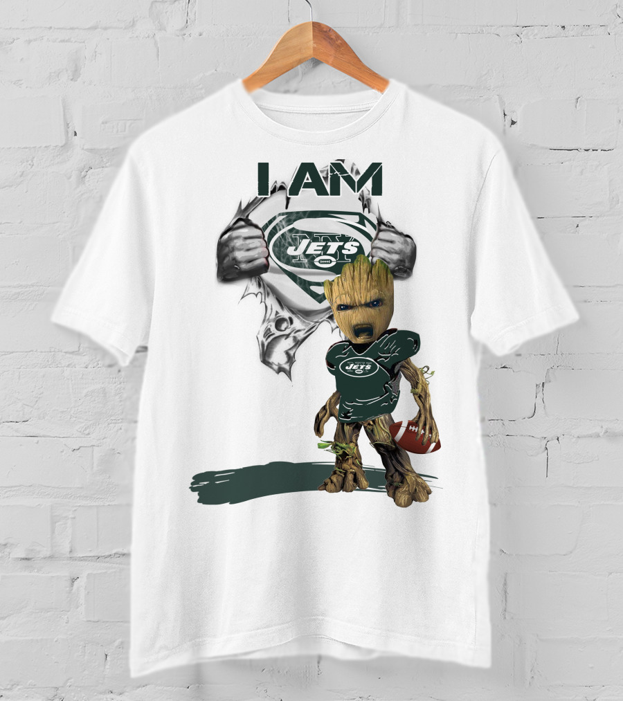 I Am Jets Baby Groot Superman Football Fan T-Shirt
