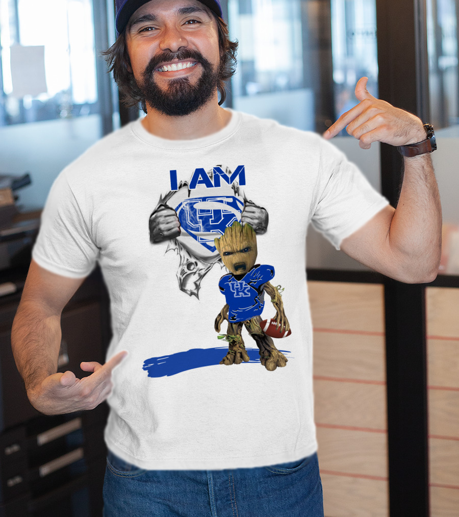 I Am Kentucky Baby Groot UK Superman Football T-Shirt