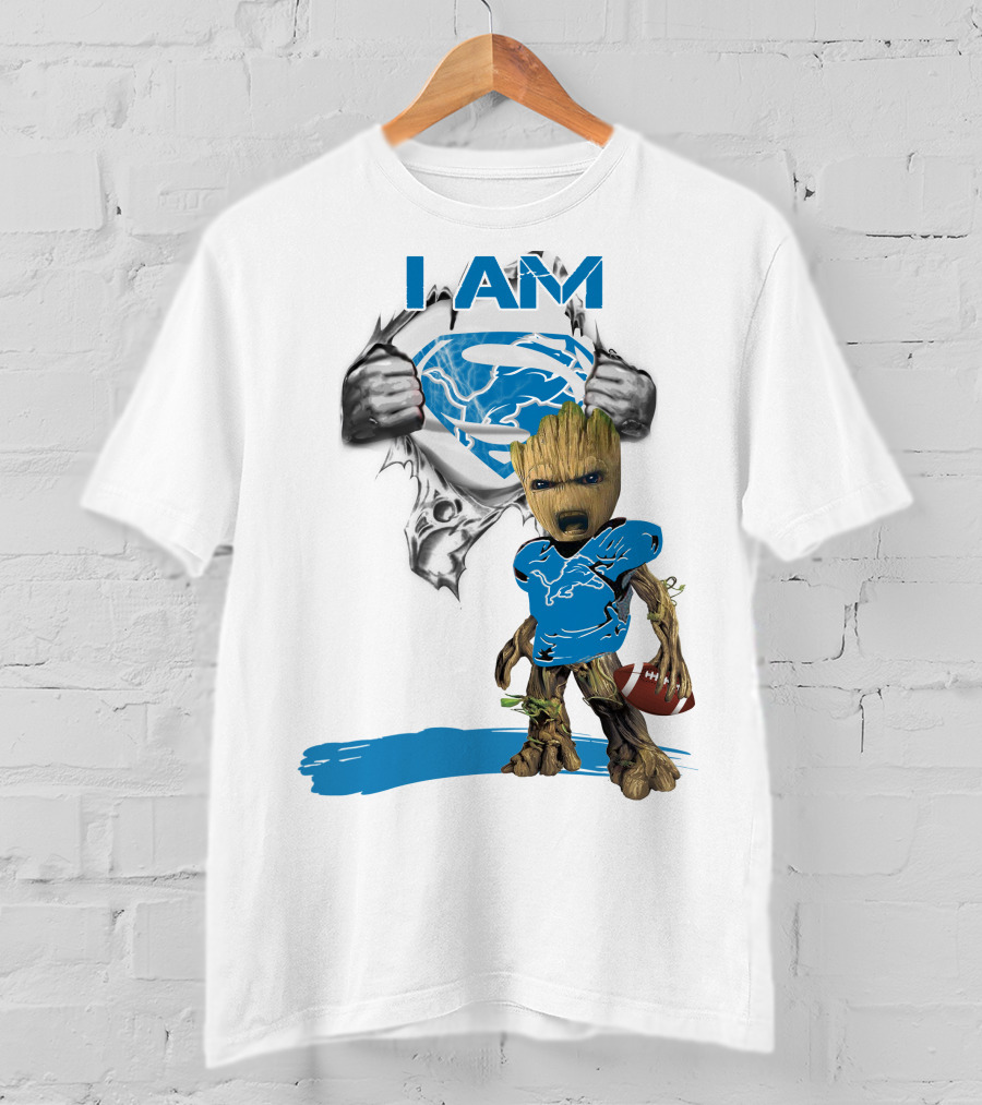 I AM Lion Baby Groot Superman Football T-Shirt