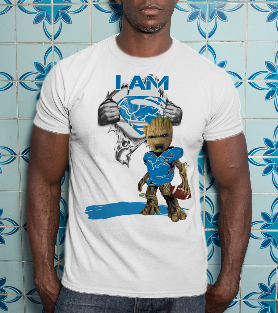 I AM Lion Baby Groot Superman Football T-Shirt