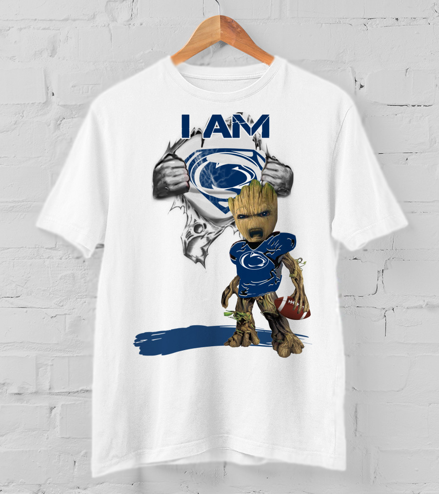 I Am Baby Groot Penn State Football Holding Superman T-Shirt