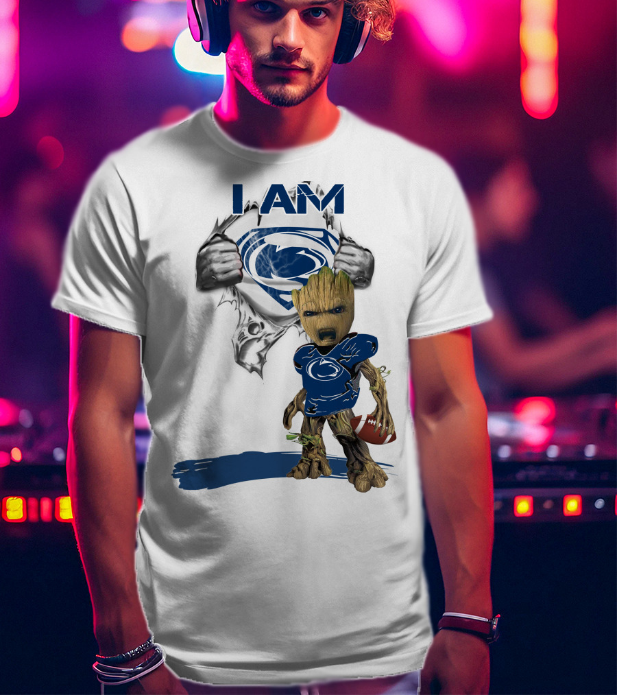 I Am Baby Groot Penn State Football Holding Superman T-Shirt