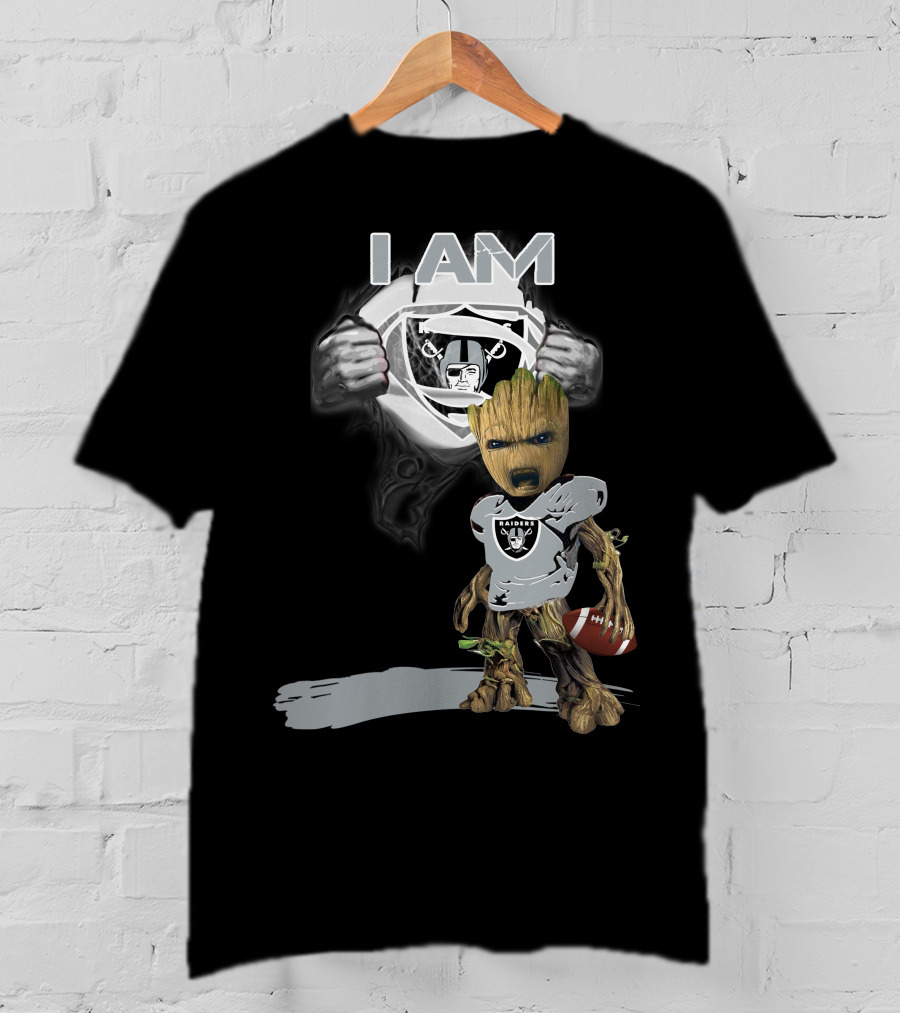 Raiders Baby Groot I Am Superman NFL Football T-Shirt