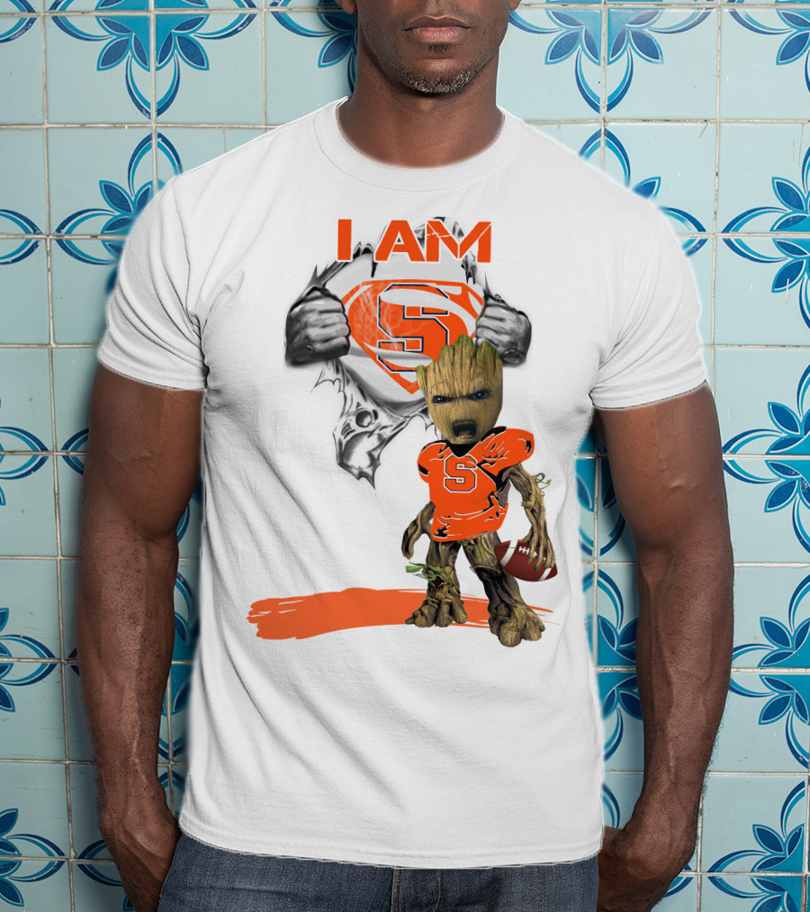 I Am Syracuse Baby Groot Superman Football T-Shirt