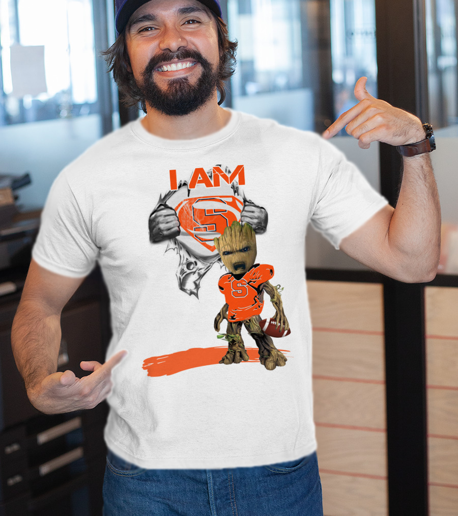 I Am Syracuse Baby Groot Superman Football T-Shirt