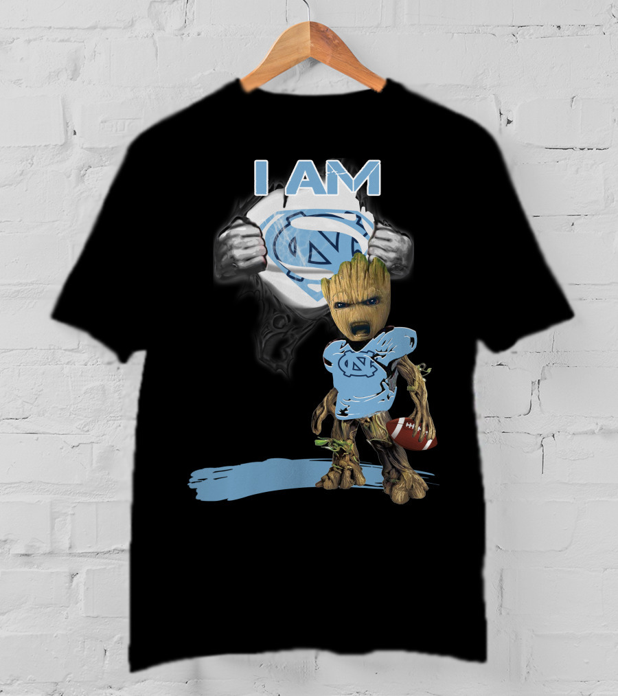 I AM Tarheel Baby Groot Superman T-Shirt