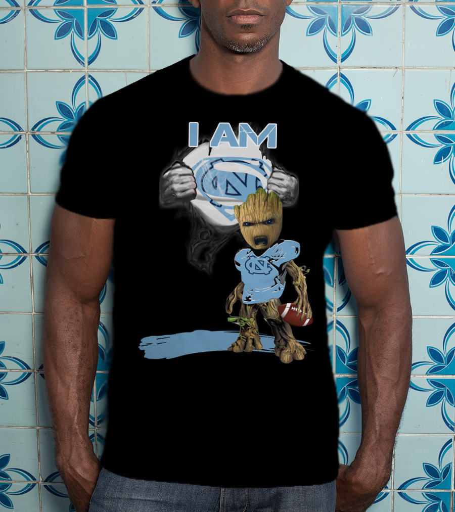 I AM Tarheel Baby Groot Superman T-Shirt