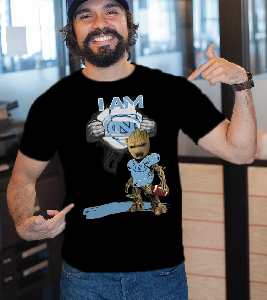 I AM Tarheel Baby Groot Superman T-Shirt