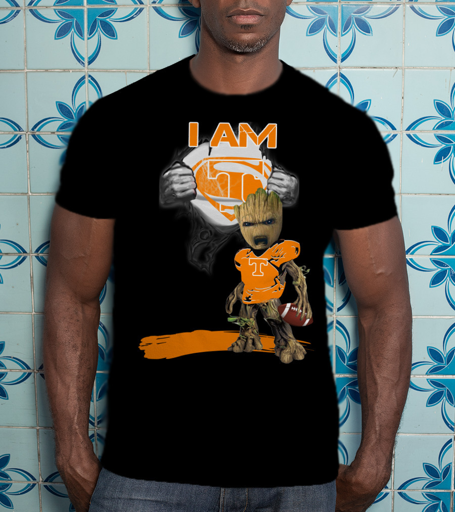 I Am Tennessee Baby Groot Superman Football T-Shirt