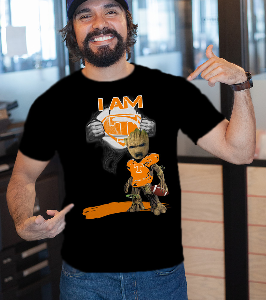 I Am Tennessee Baby Groot Superman Football T-Shirt