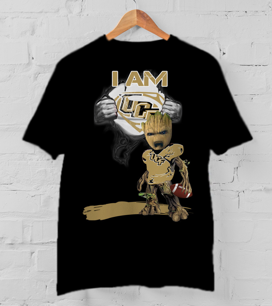 I AM UCF Baby Groot Football Superman T-Shirt