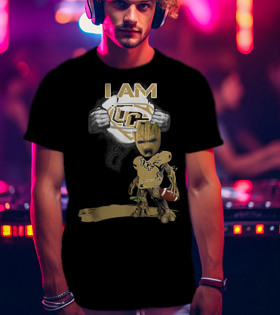 I AM UCF Baby Groot Football Superman T-Shirt