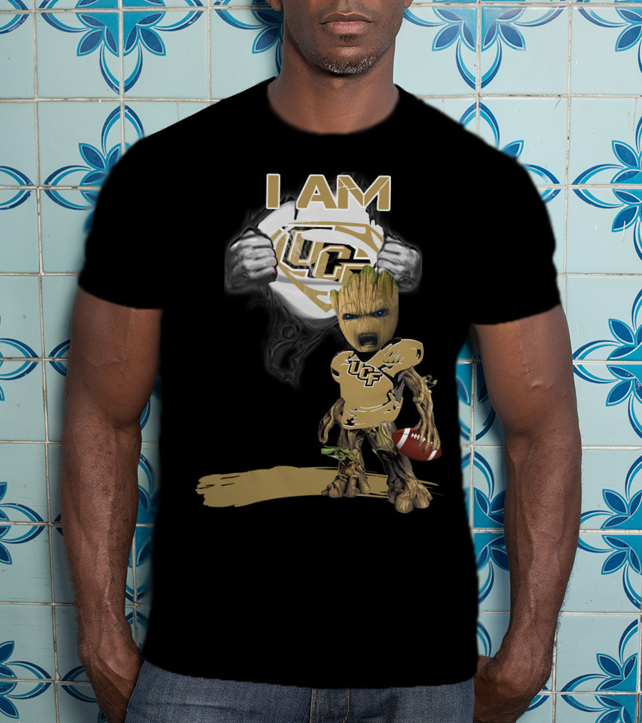 I AM UCF Baby Groot Football Superman T-Shirt