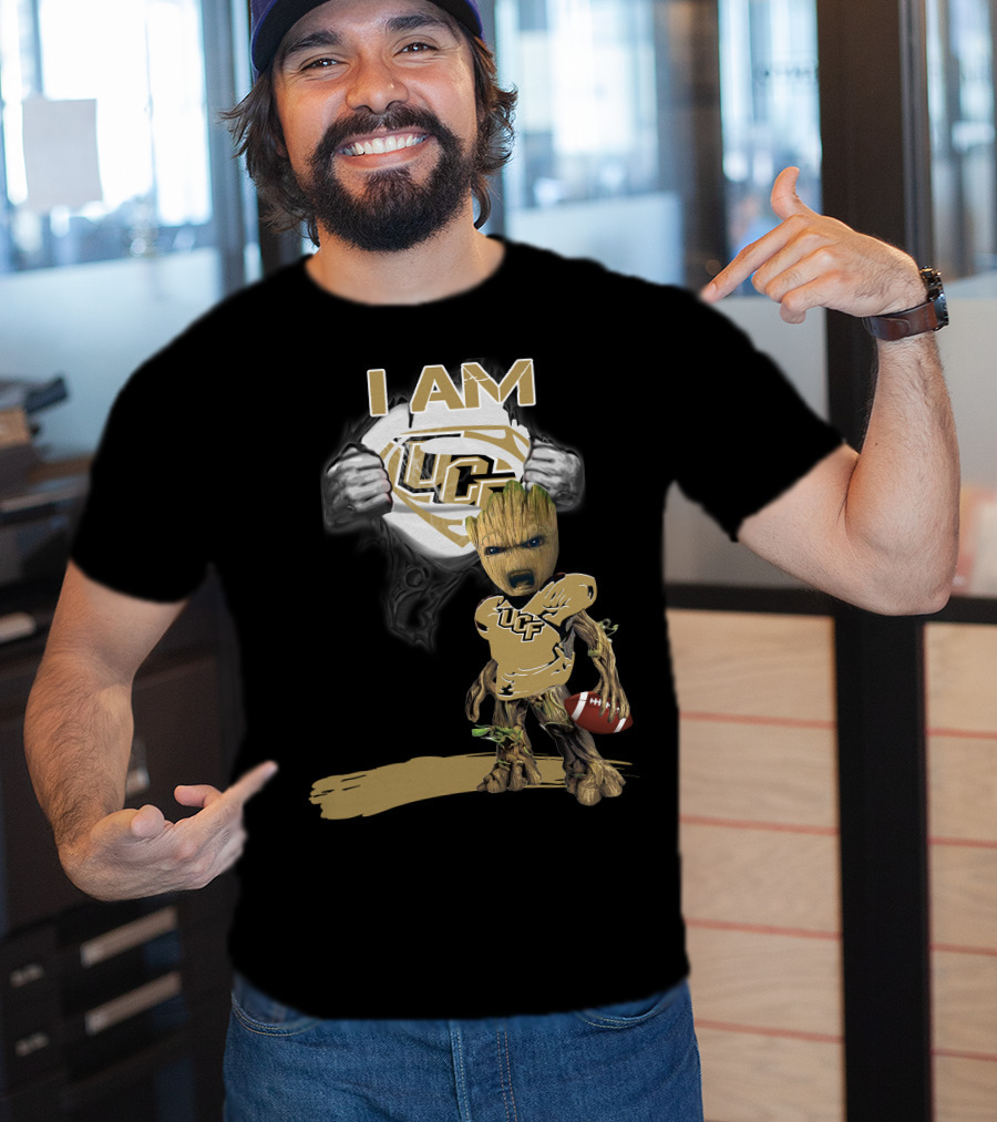 I AM UCF Baby Groot Football Superman T-Shirt