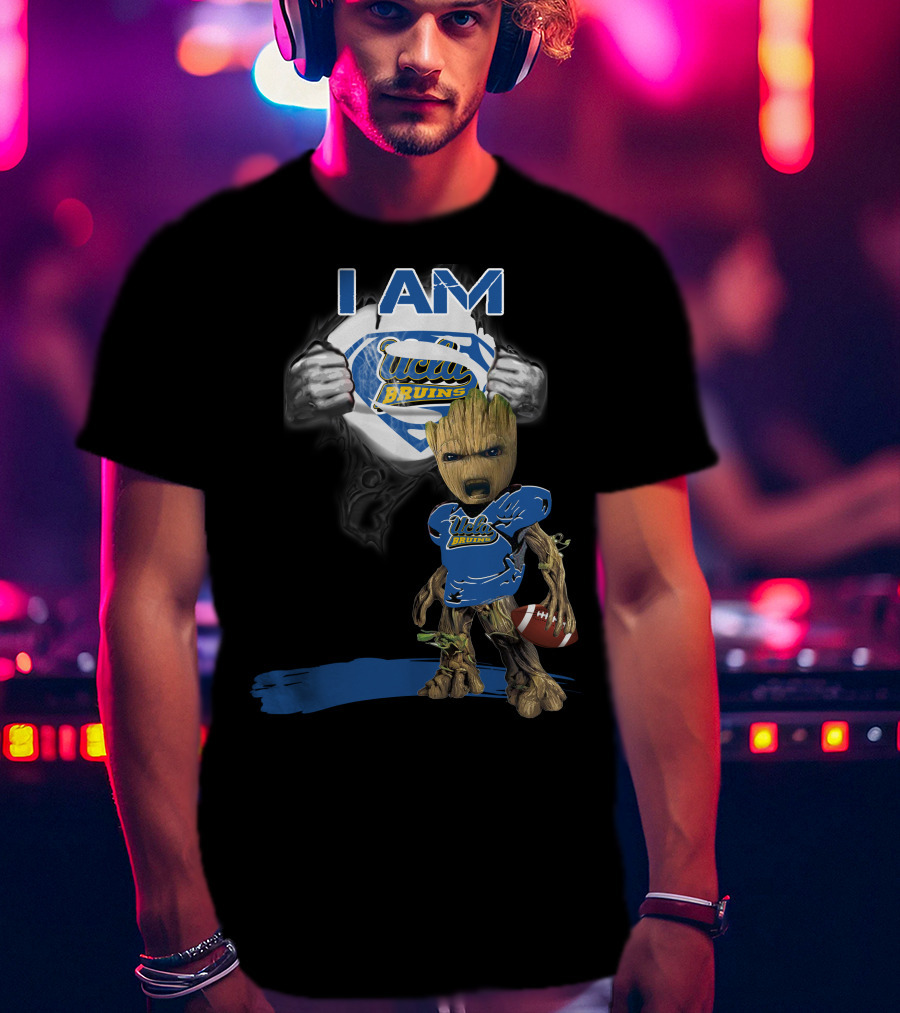 I Am UCLA Bruins Baby Groot Superman Football T-Shirt