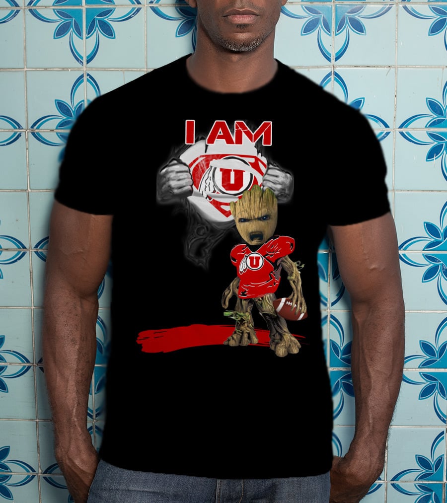 I Am Utes Baby Groot Superman Football T-Shirt