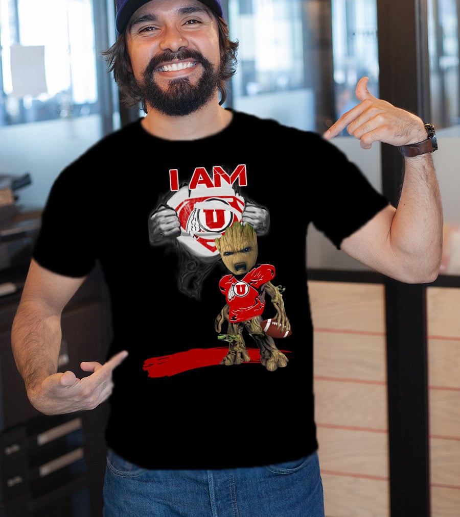 I Am Utes Baby Groot Superman Football T-Shirt