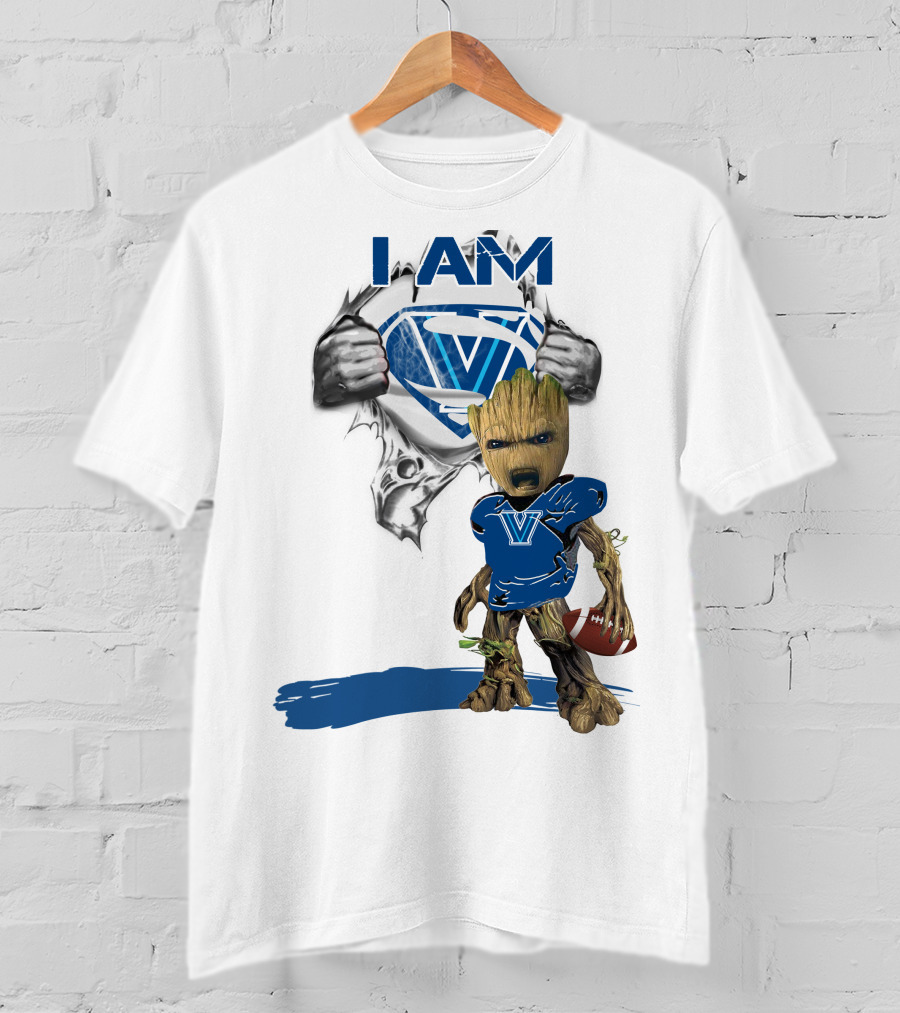 I AM Wildcats Baby Groot Villanova Superman Football T-Shirt