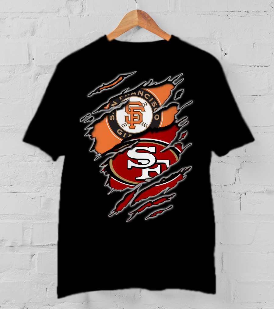 San Francisco Giants 49ers SF Logo Dual Team Claw Marks T-Shirt