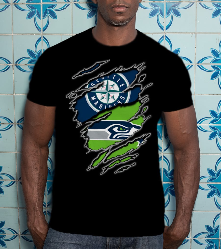 Seattle Seahawks Mariners Logo Claw Rip T-Shirt