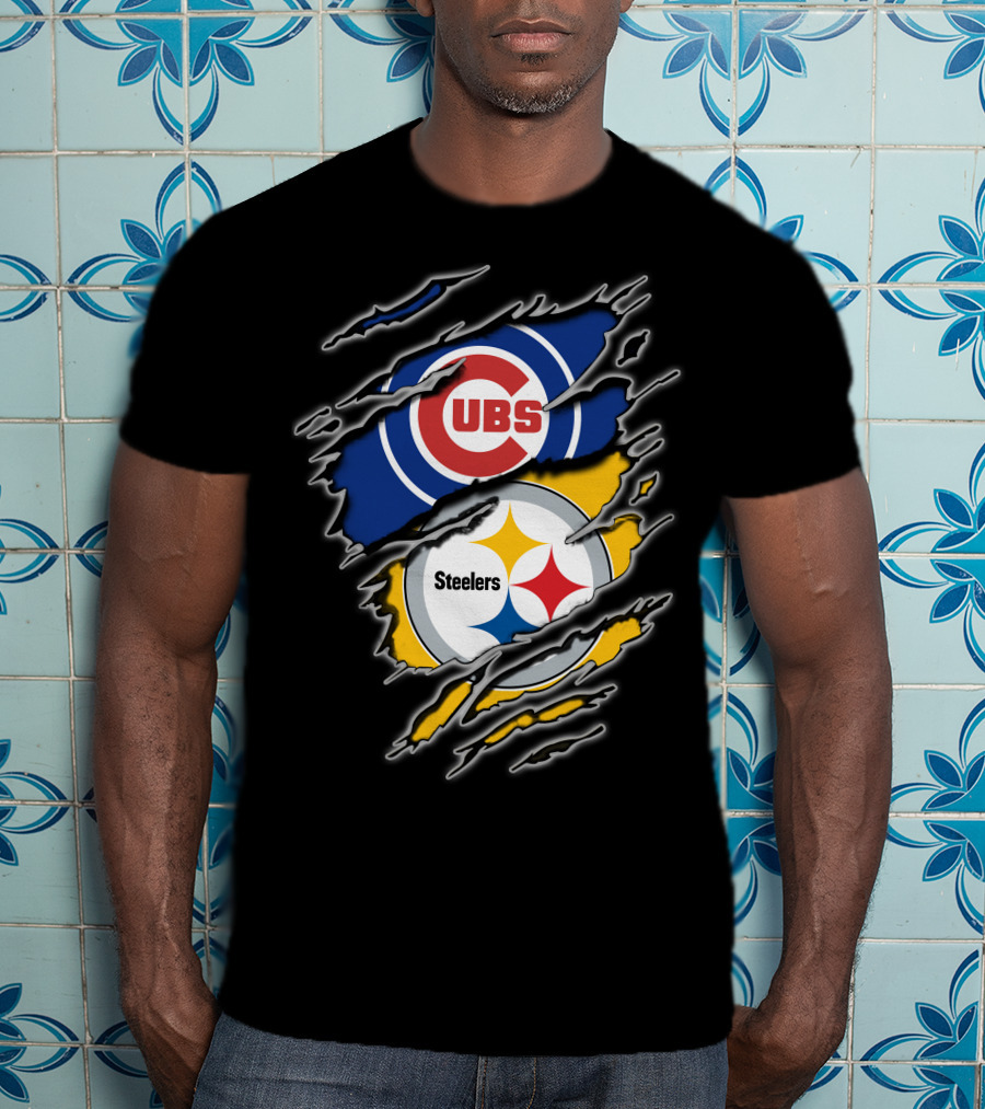 Cubs Steelers Logo Rip T-Shirt