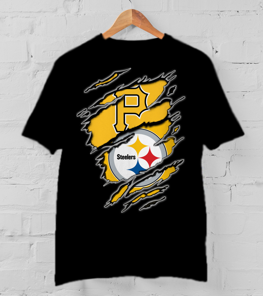 Steelers Pirates Torn Ripped Merge T-Shirt