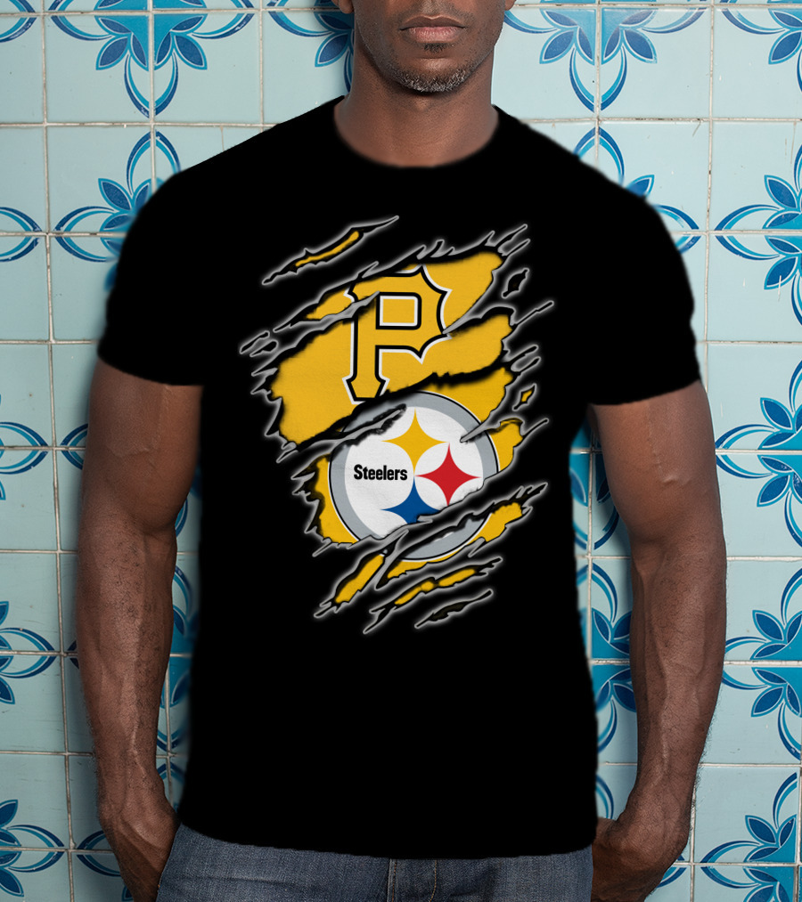 Steelers Pirates Torn Ripped Merge T-Shirt