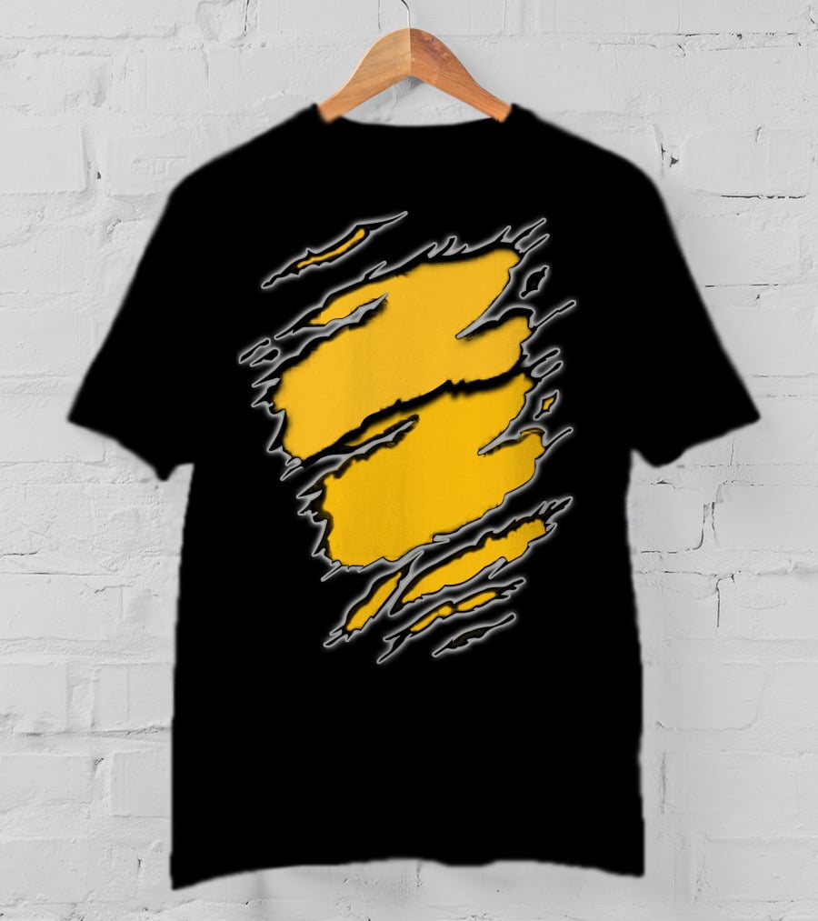Steelers Pirates16 Fan Gear Torn Ragged Yellow Claw Marks T-Shirt