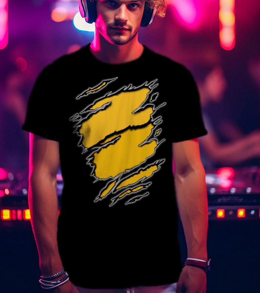 Steelers Pirates16 Fan Gear Torn Ragged Yellow Claw Marks T-Shirt