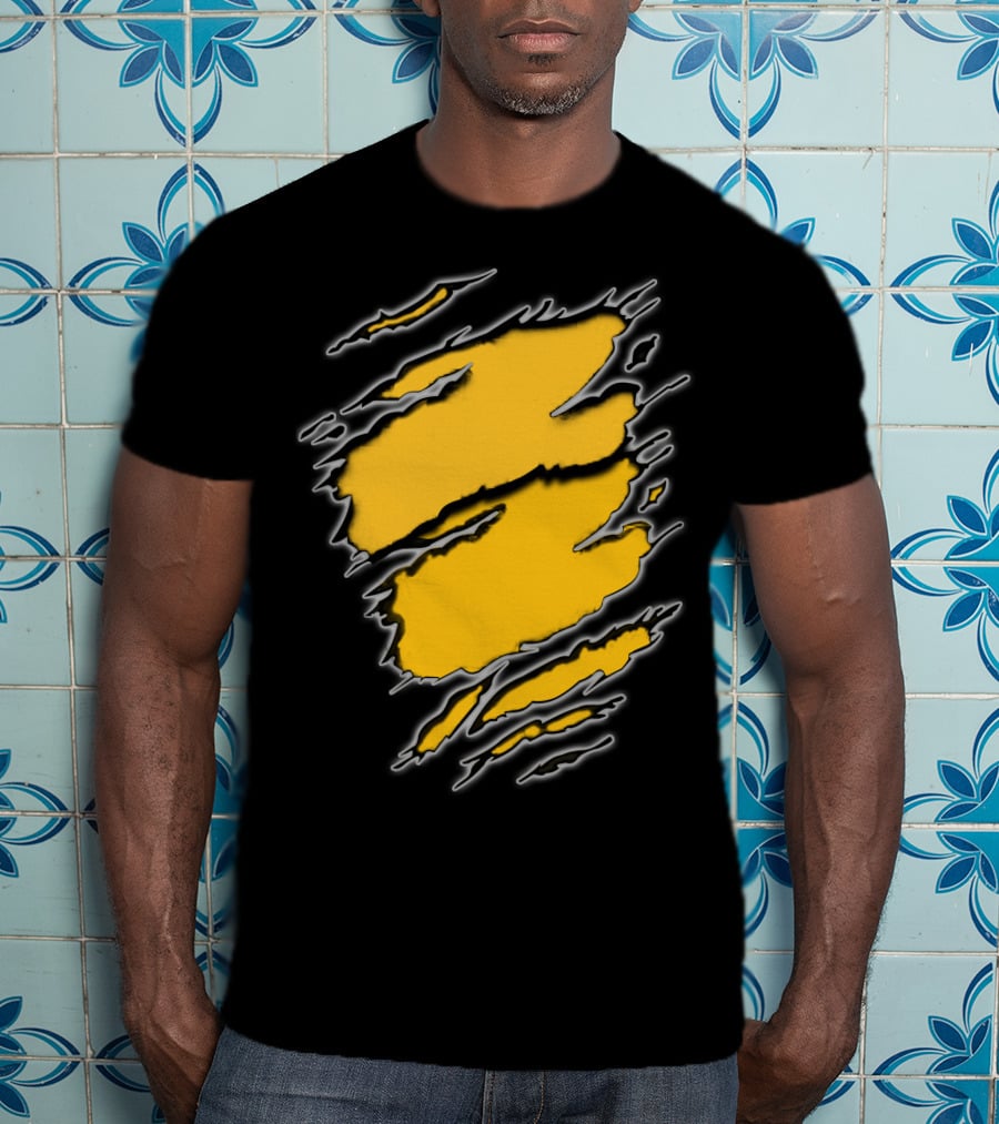 Steelers Pirates16 Fan Gear Torn Ragged Yellow Claw Marks T-Shirt