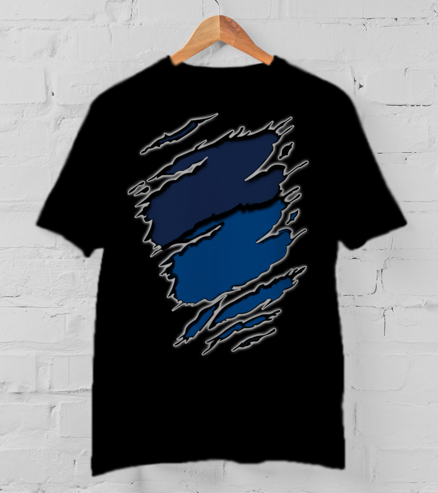 Yan Colts18 Blue And Black Torn T-Shirt