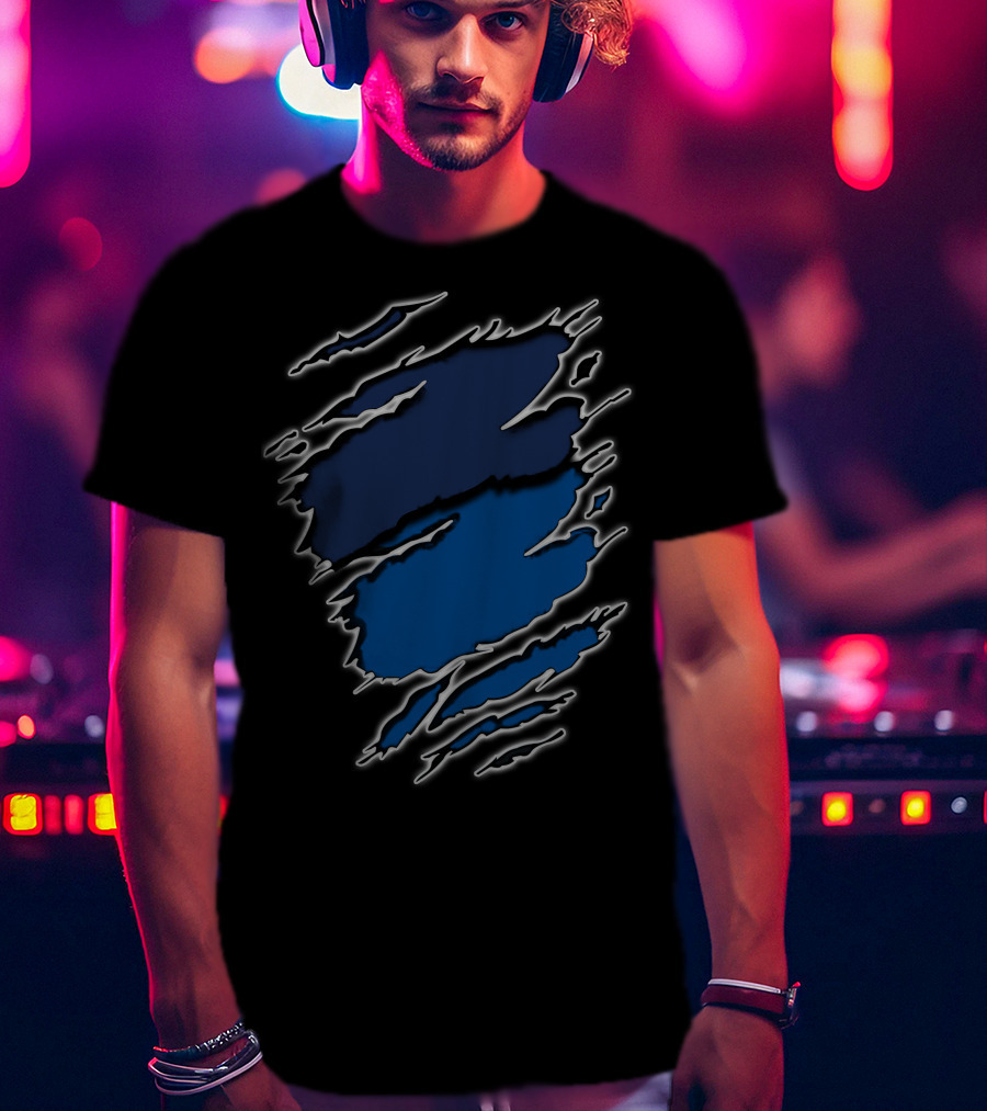 Yan Colts18 Blue And Black Torn T-Shirt