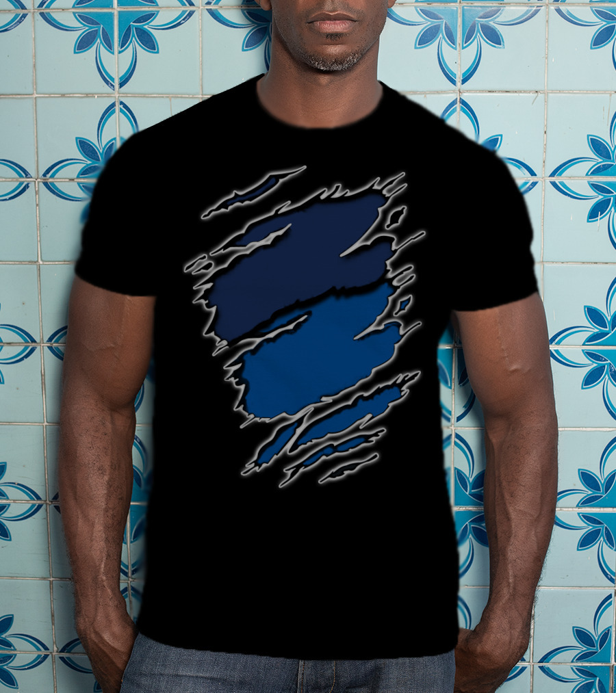 Yan Colts18 Blue And Black Torn T-Shirt