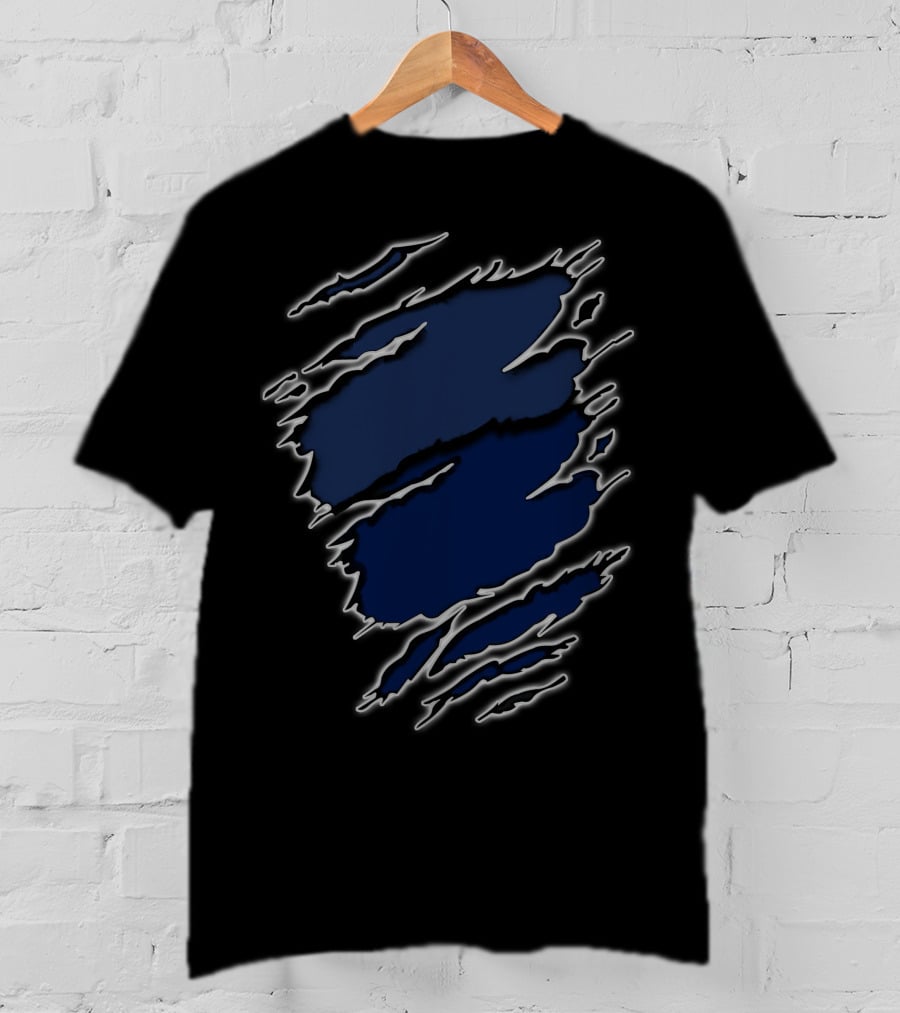 Yan Texans22 Blue Ripped Claw Scratch T-Shirt