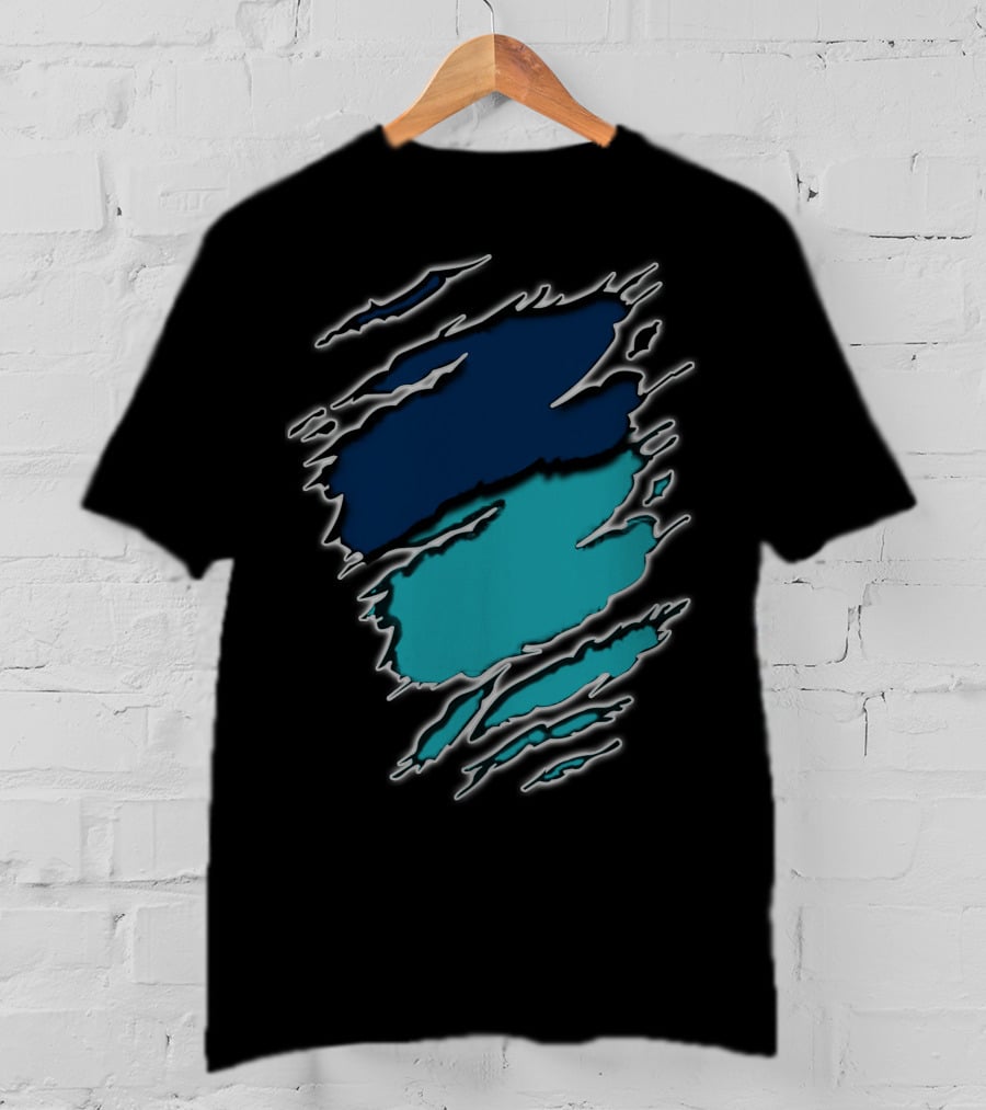Dolphins Rays9 Blue Teal Abstract Claw Marks T-Shirt