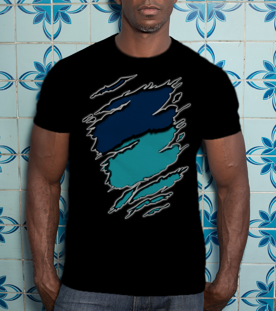 Dolphins Rays9 Blue Teal Abstract Claw Marks T-Shirt