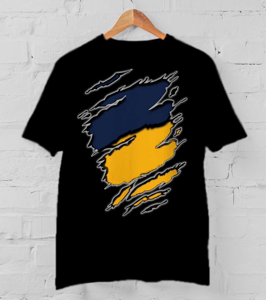 Pac Yan Worn Claw Marks Blue Yellow Gradient T-Shirt