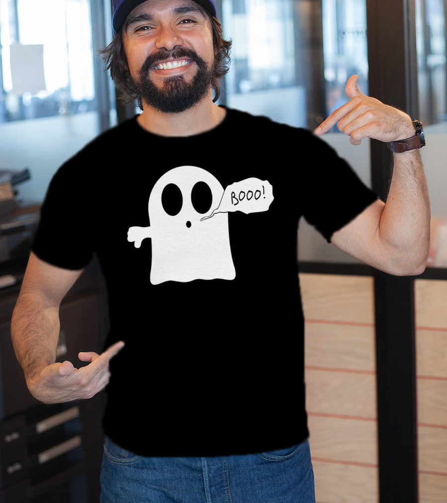 Booo Ghost With Surprised Expression And Speech Bubble T-Shirt