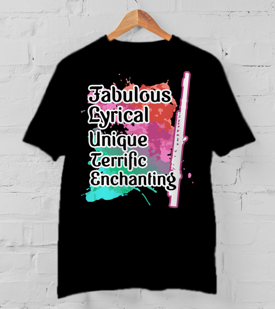 Fabulous Lyrical Unique Terrific Enchanting Flute Colorful Background T-Shirt