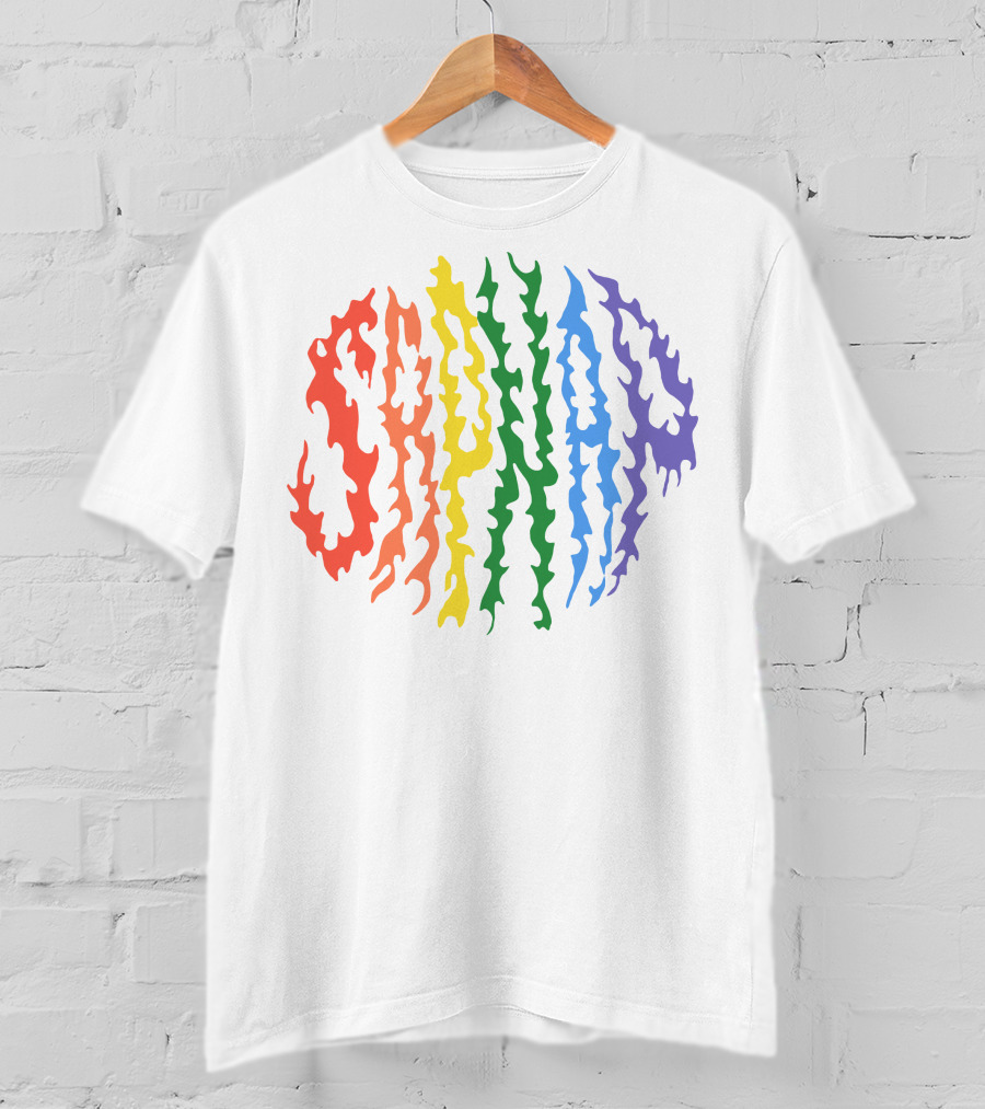 Sapnap Colorful Rainbow Flame Text T-Shirt