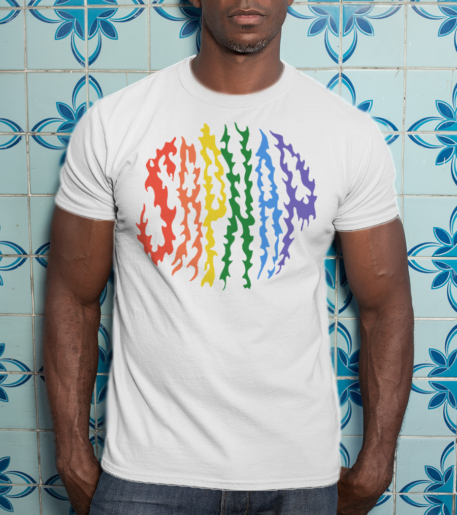 Sapnap Colorful Rainbow Flame Text T-Shirt