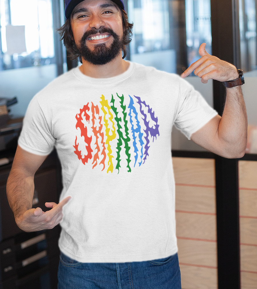 Sapnap Colorful Rainbow Flame Text T-Shirt