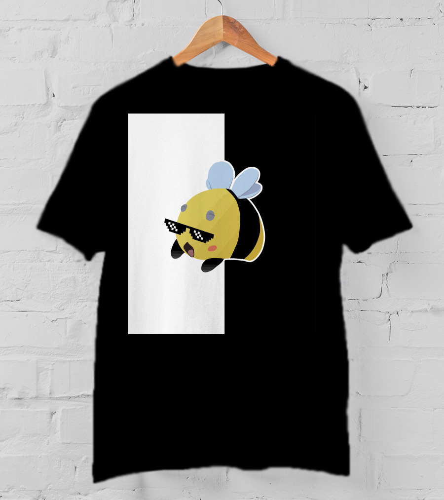 Tubbo And Ranboo Cool Bee Sunglasses Black And White Background T-Shirt