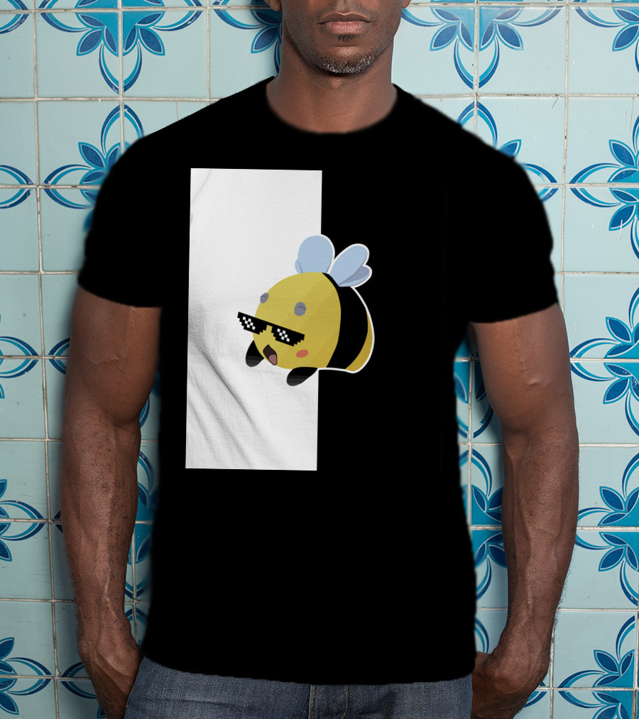 Tubbo And Ranboo Cool Bee Sunglasses Black And White Background T-Shirt