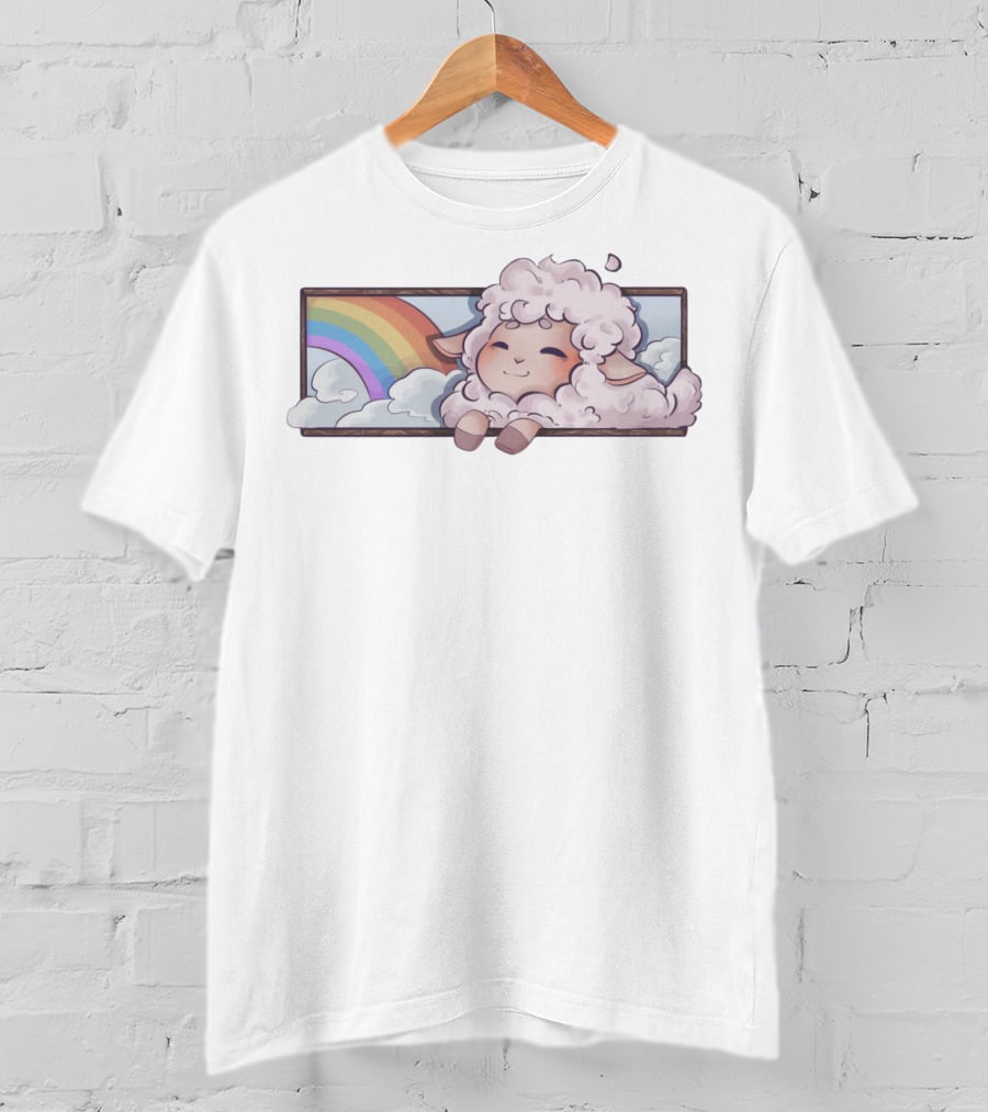 Captain Puffy Merch Cute Sheep Rainbow Clouds T-Shirt