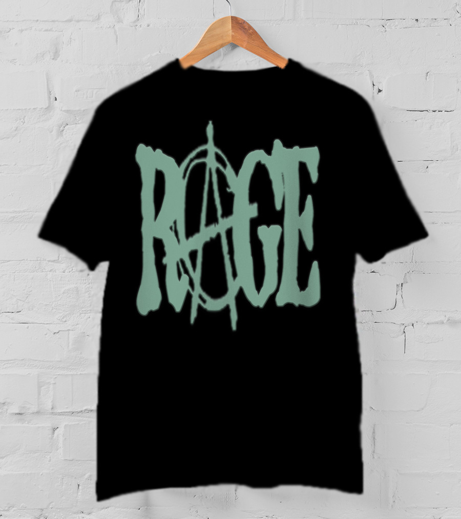 RAGE Anarchy Symbol Text T-Shirt