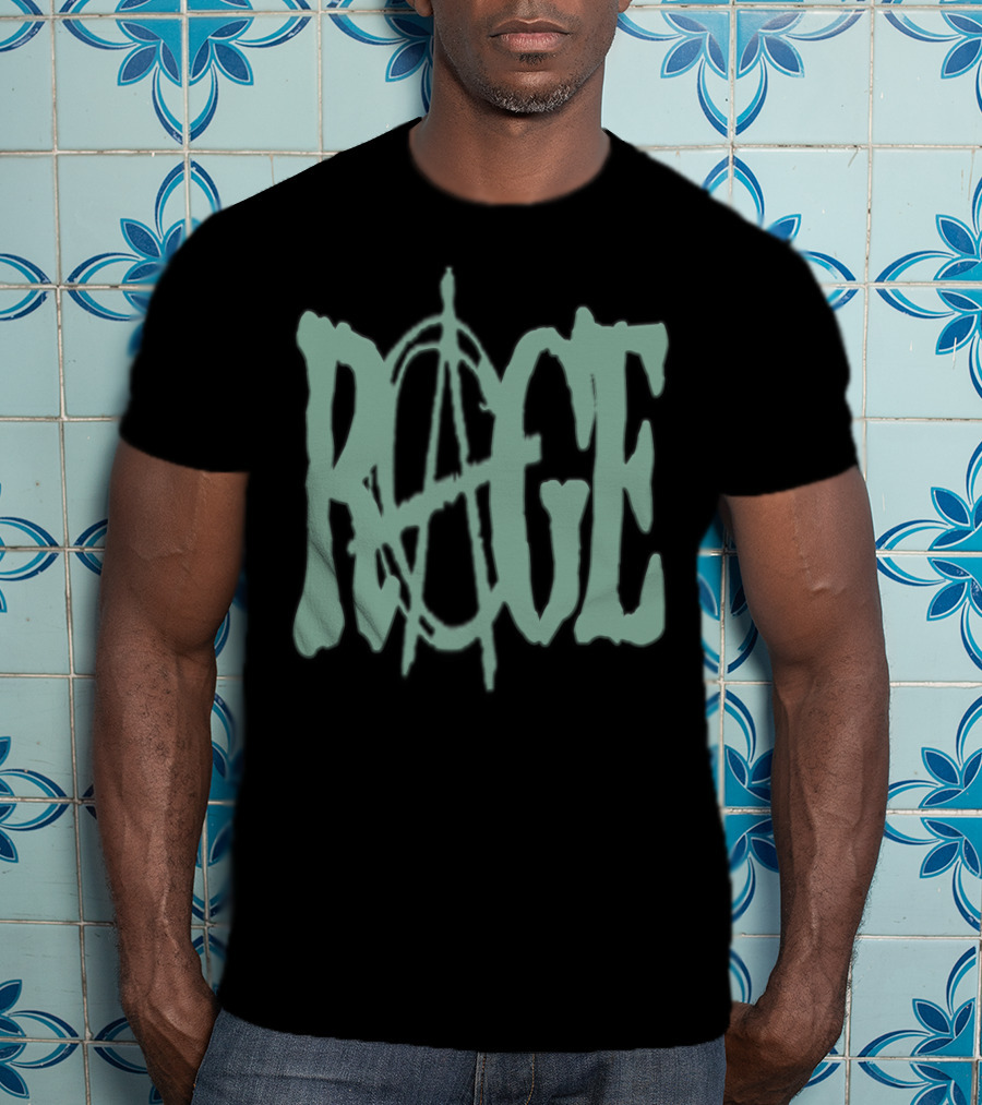 RAGE Anarchy Symbol Text T-Shirt