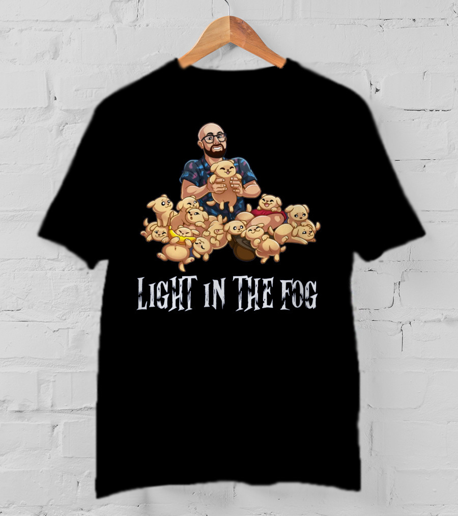 Light In The Fog Event With Cute Dog Plushies And Smiling Person T-Shirt