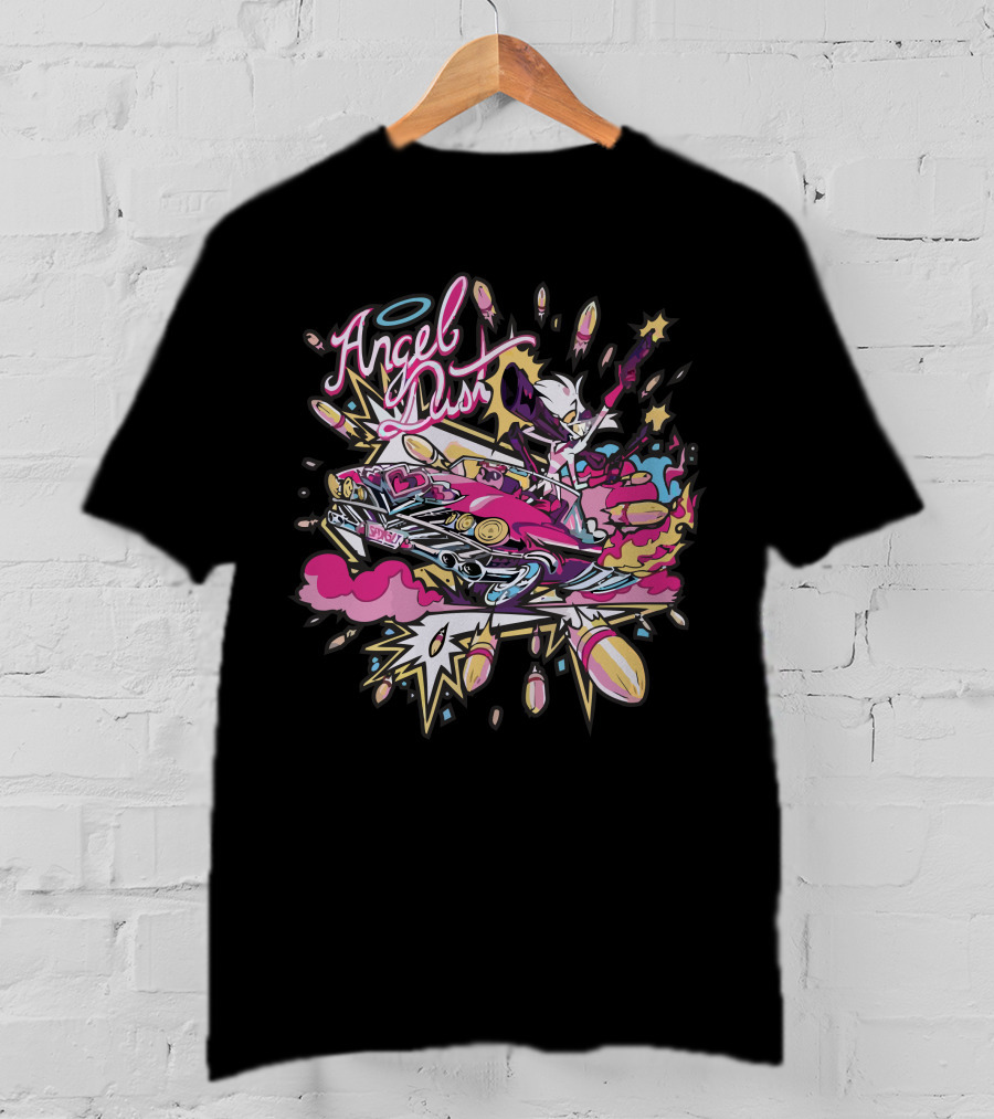 Angel Dust Hazbin Hotel Cartoon Style Action Explosion T-Shirt