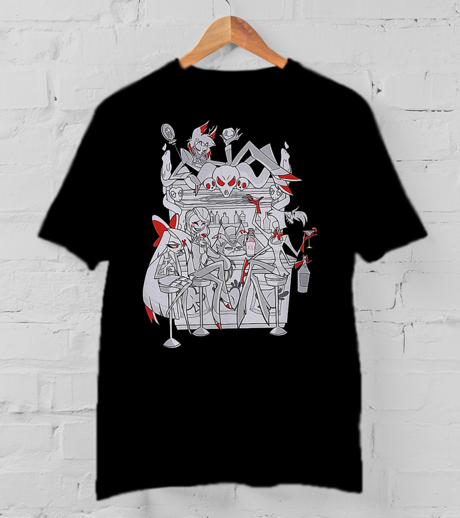 Hazbin Hotel Charlie Bar Scene With Angel Dust And Alastor T-Shirt